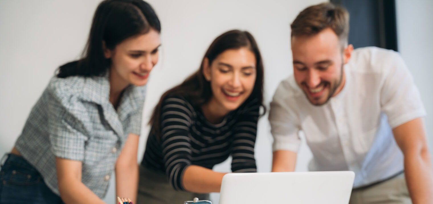 Workplace with alarm clock in modern style on background business meeting
